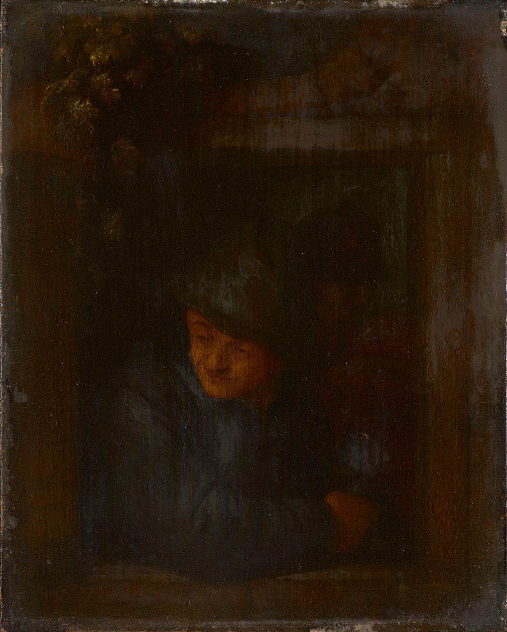 Ein Bauer lehnt an einem Fensterbrett von Adriaen van Ostade