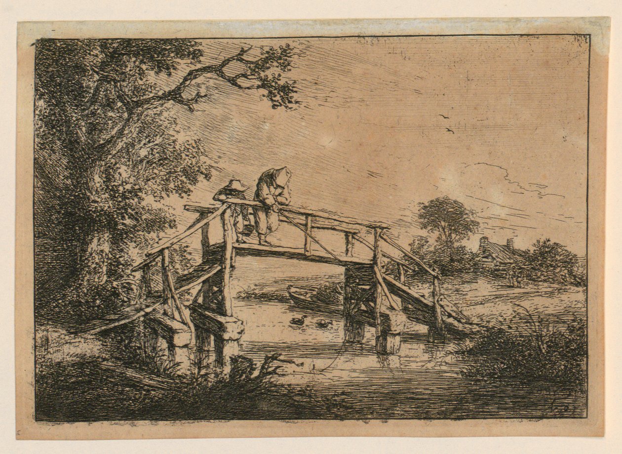 Angler auf der Brücke von Adriaen van Ostade