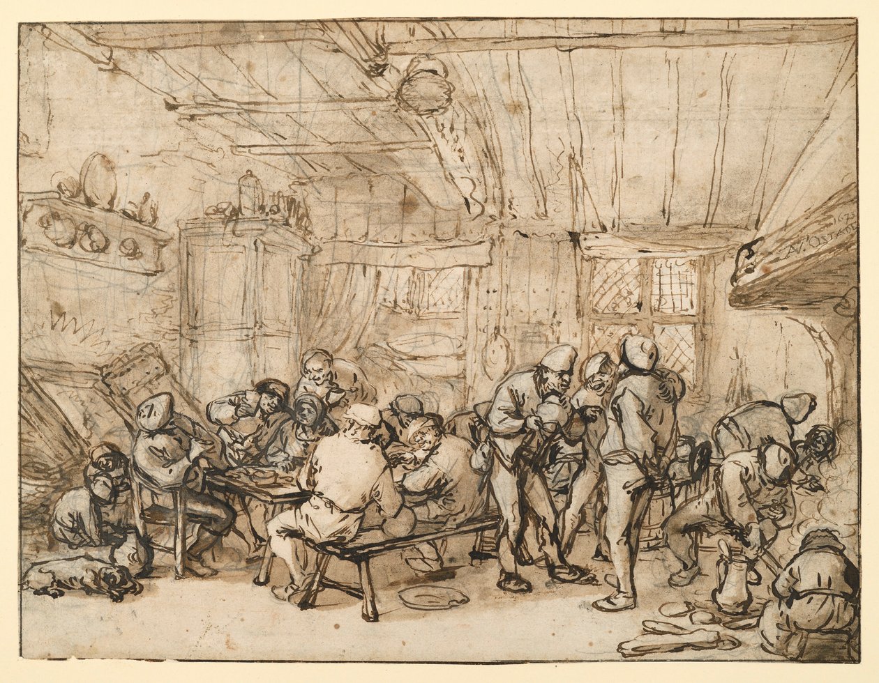 Bauern in der Wirtsstube von Adriaen van Ostade
