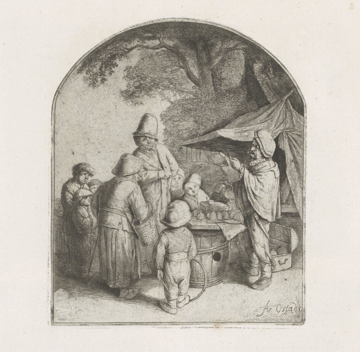 Figuren bei einem Quacksalberstand von Adriaen van Ostade
