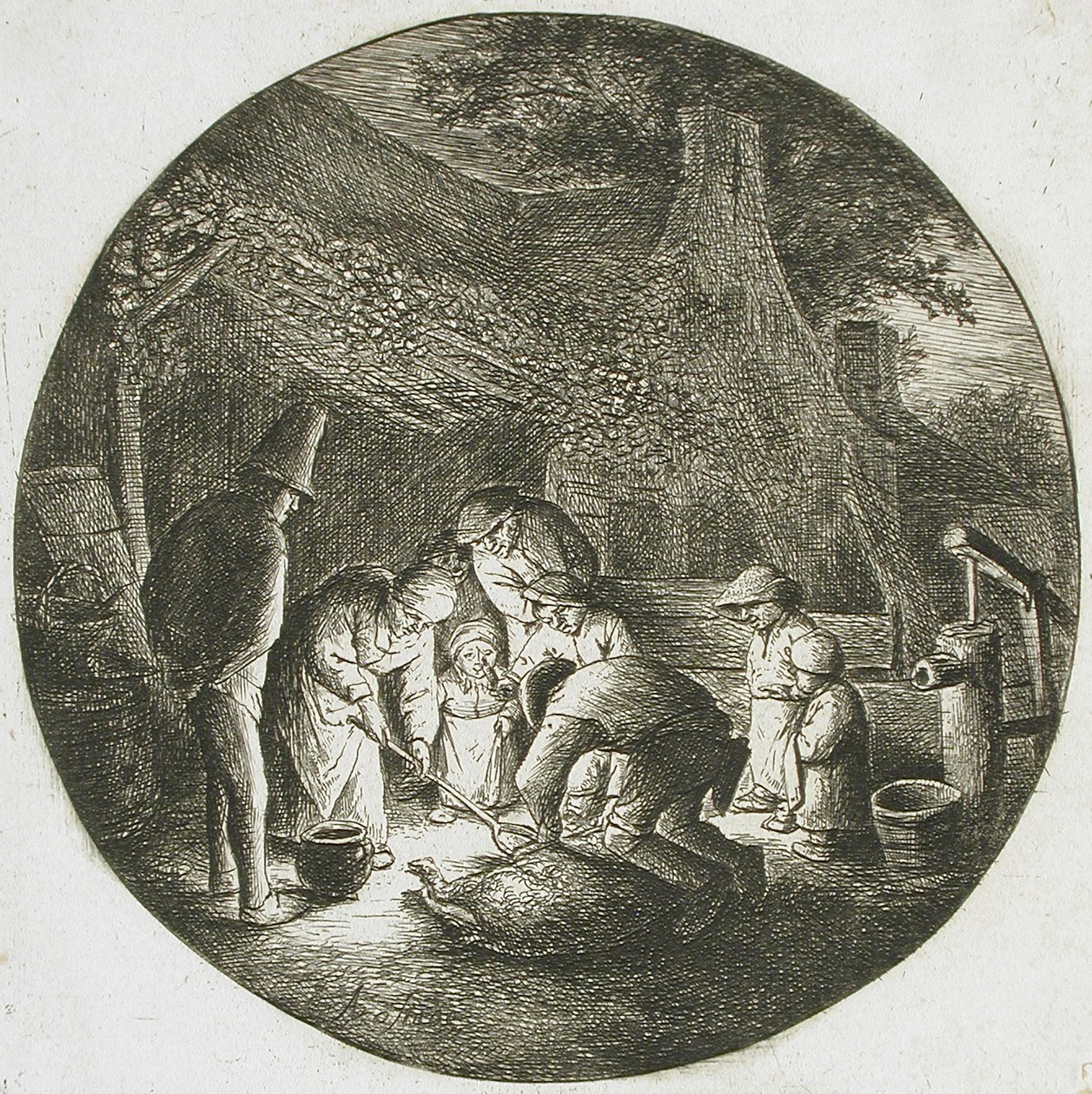 Bauern töten ein Schwein von Adriaen van Ostade