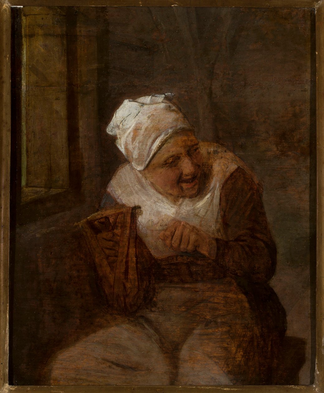 Spinnende Frau am Fenster von Adriaen van Ostade