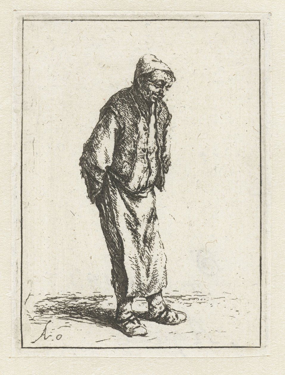 Stehender Bauer mit den Händen auf dem Rücken von Adriaen van Ostade