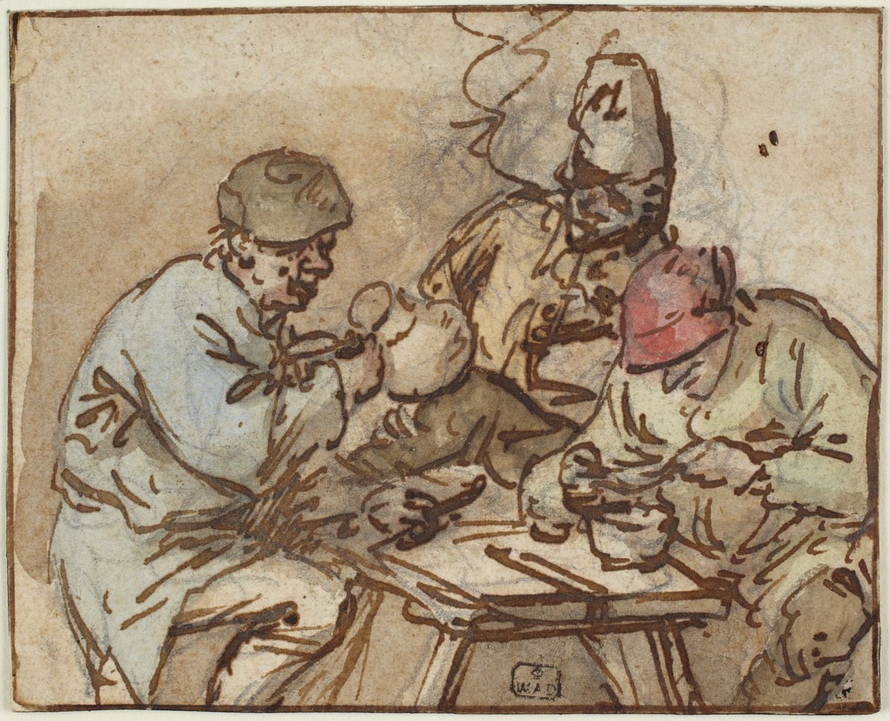 Drei Männer an einem Tisch von Adriaen van Ostade