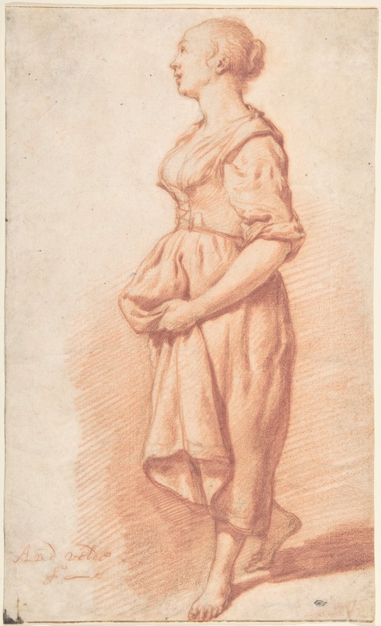 Ein junges Mädchen, das nach links geht von Adriaen van de Velde