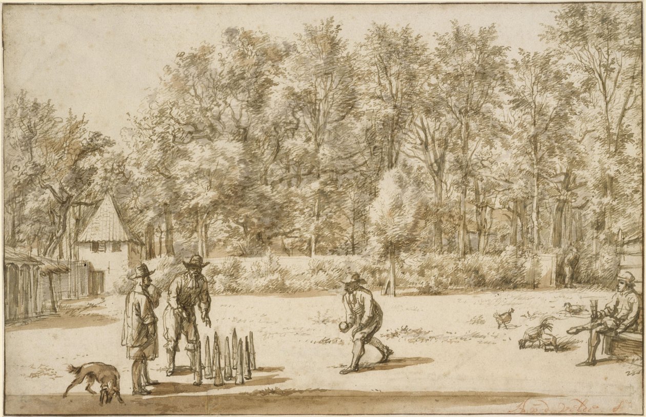 Drei Männer beim Kegelspiel von Adriaen van de Velde