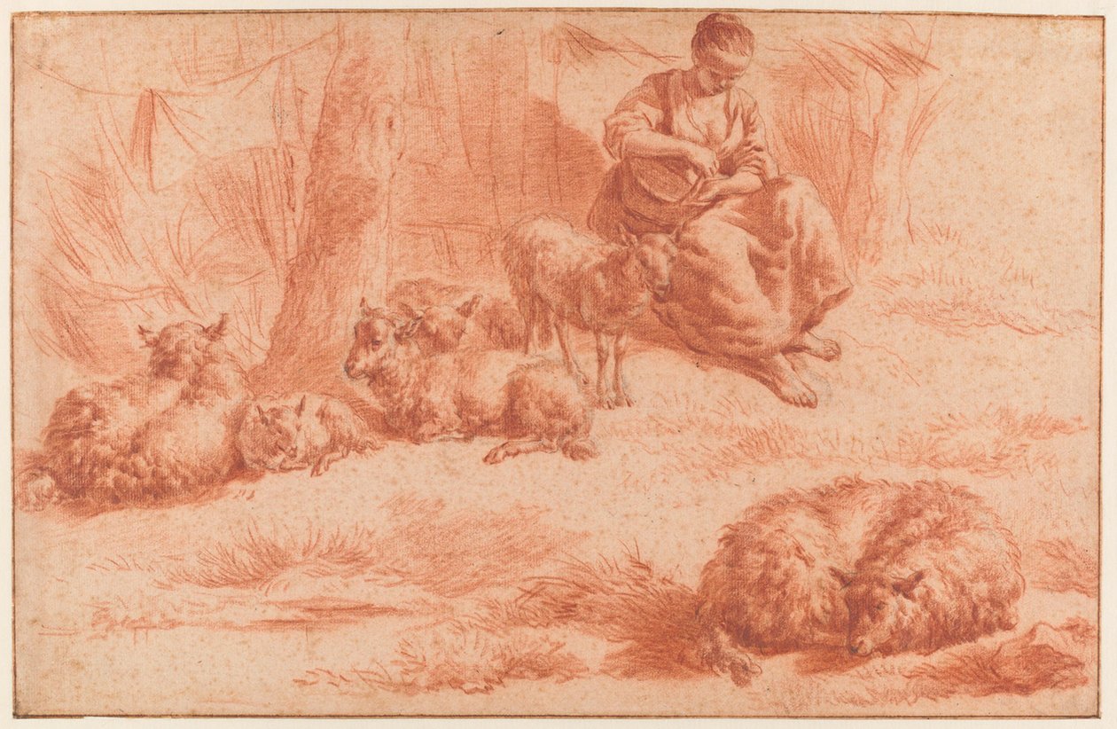 Hirtin mit Schafen von Adriaen van de Velde