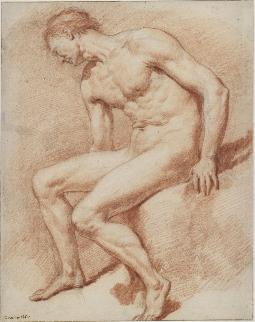 Sitzender männlicher Akt von Adriaen van de Velde