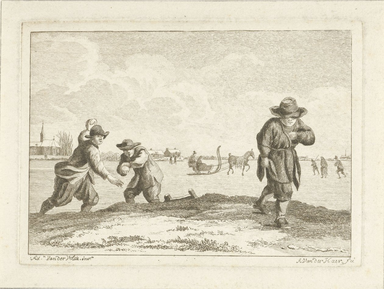Schneeballwerfer, graviert von Anthonij van der Haer, ca. 1745-85 von Adriaen van de Velde
