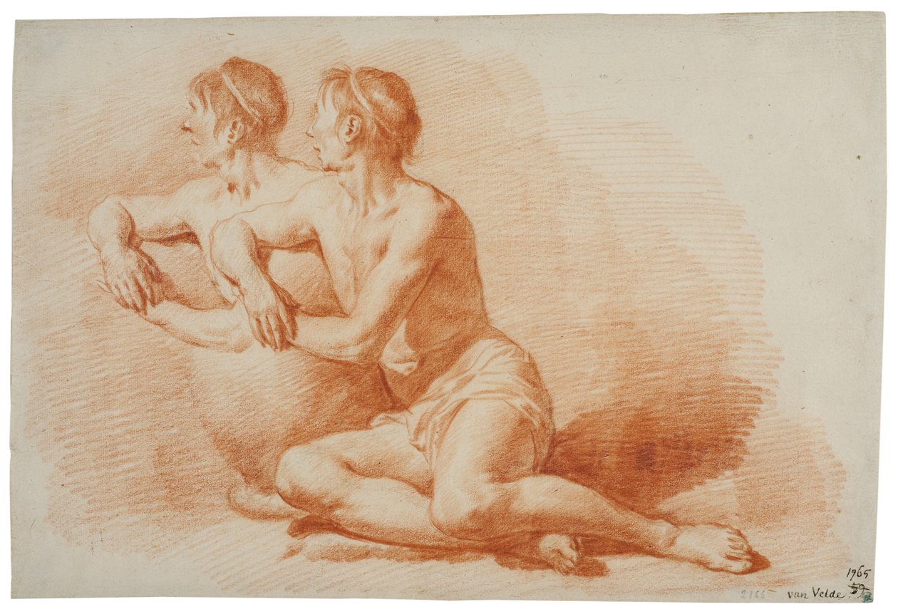 Studie eines männlichen Aktes, auf dem Boden sitzend von Adriaen van de Velde