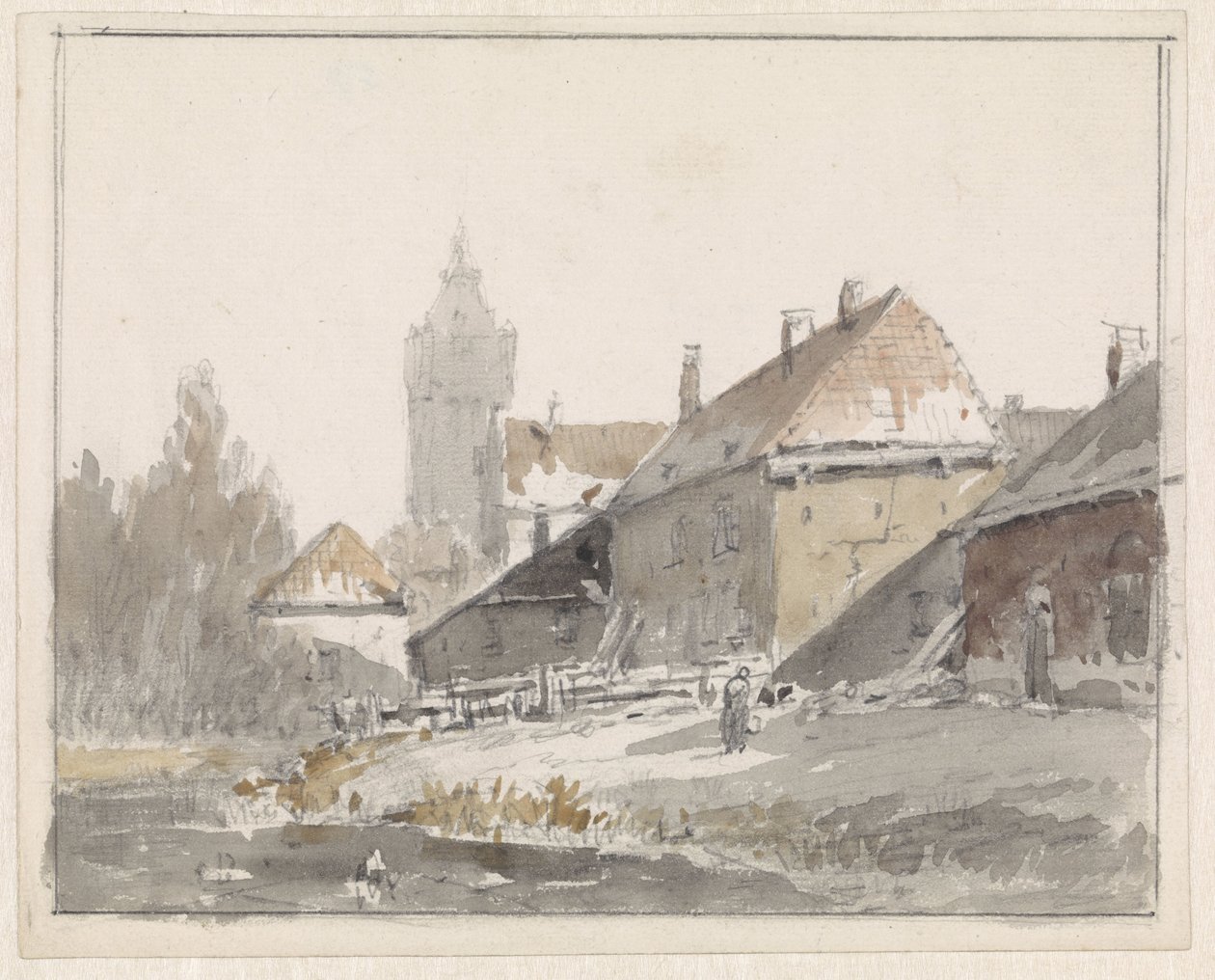 Blick auf Häuser am Stadtrand von Adrianus Eversen