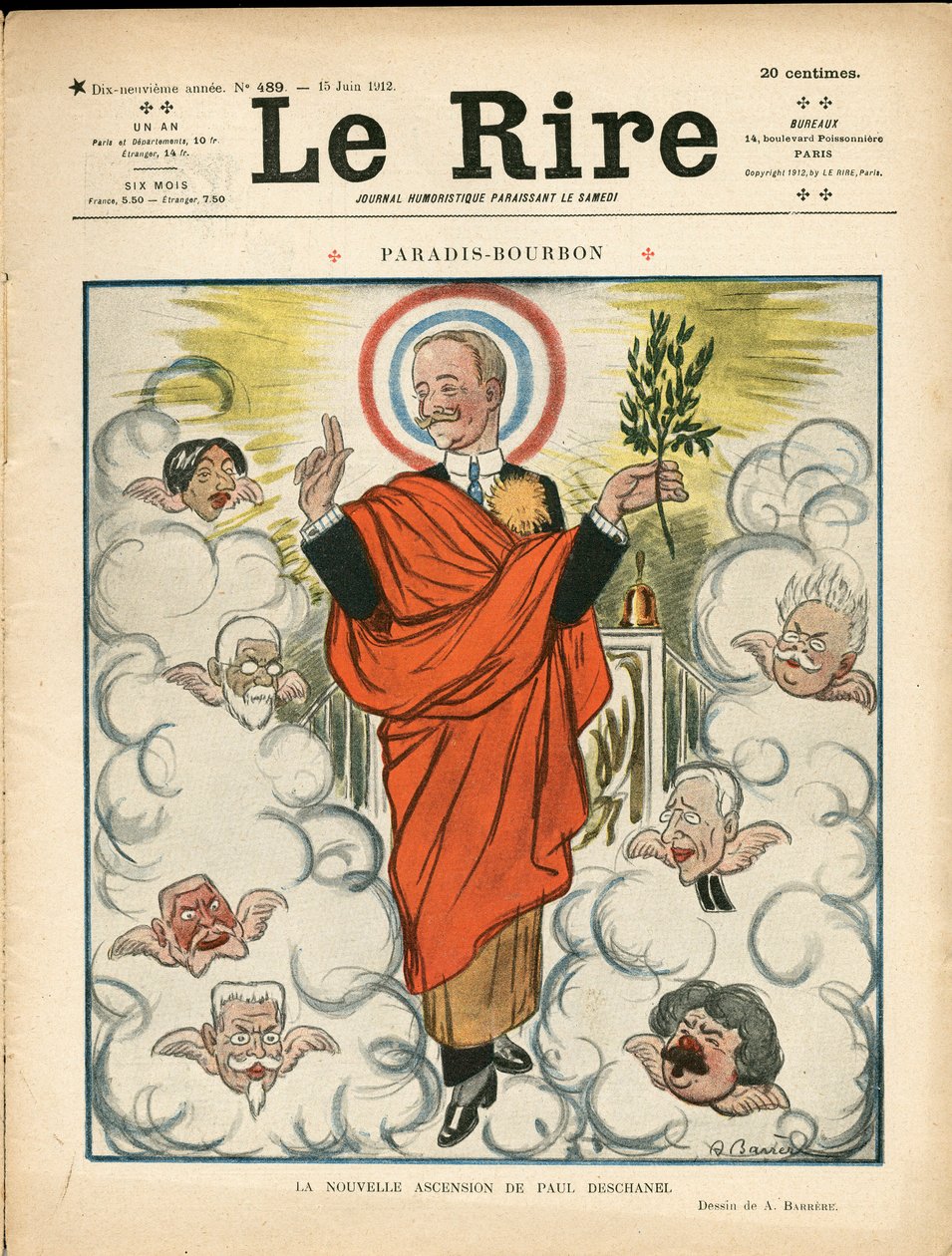 Titelblatt von „Le Rire“, Satirisch in Farben von Adrien Barrere