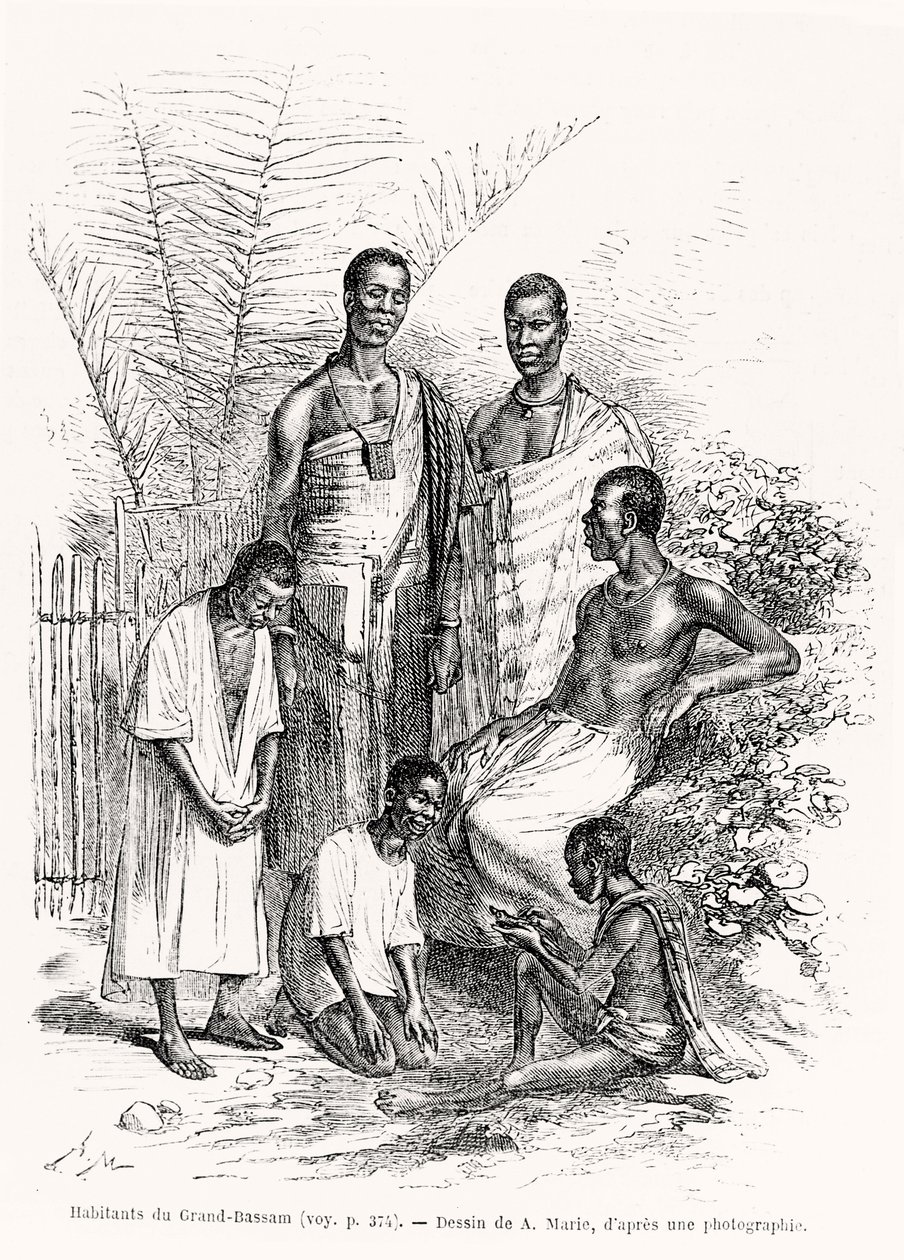 Einwohner von Grand-Bassam, Illustration aus Le Tour du Monde, 1868 von Adrien Emmanuel Marie