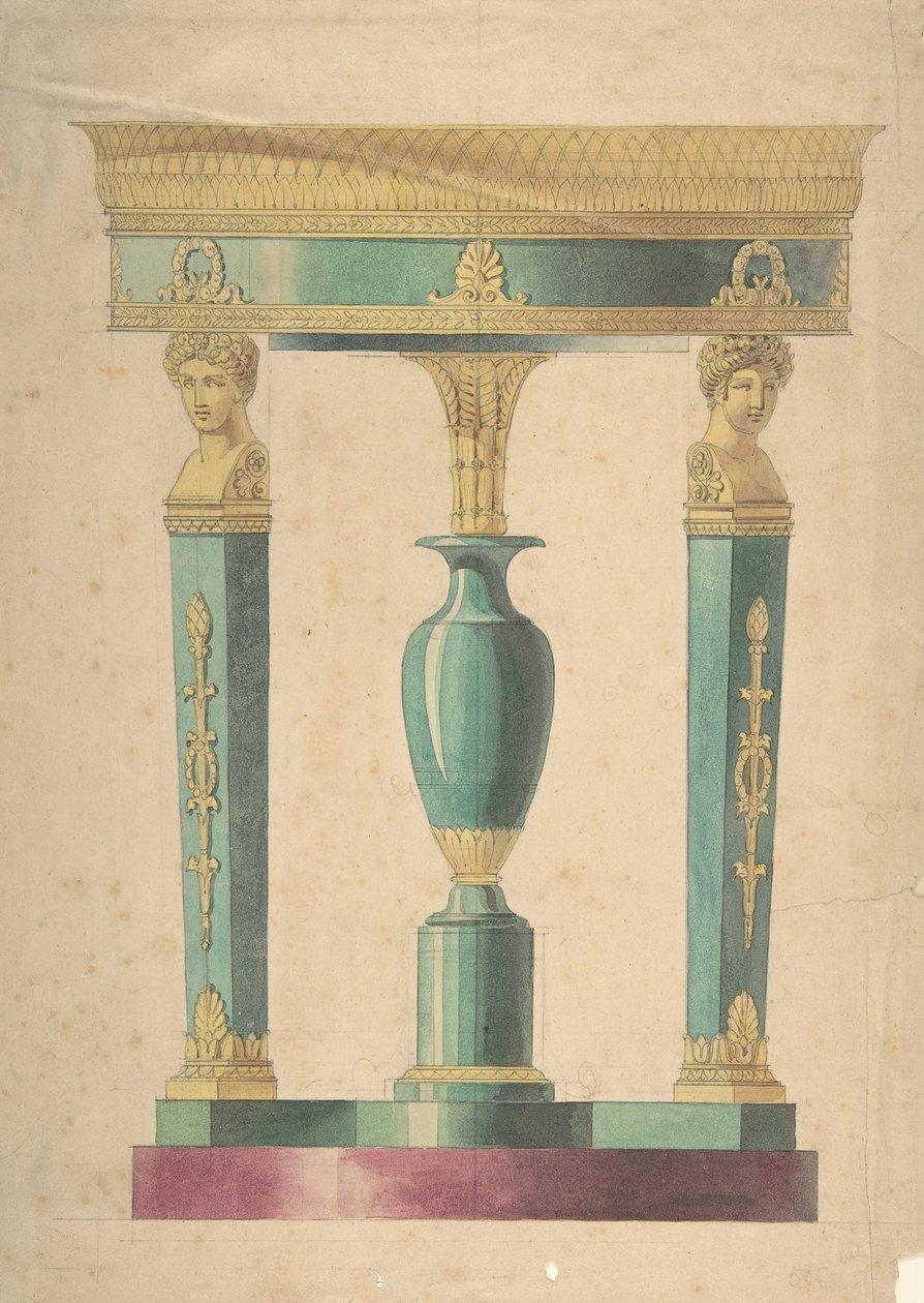 Entwurf für einen Tisch von Adrien Louis Marie Cavelier.