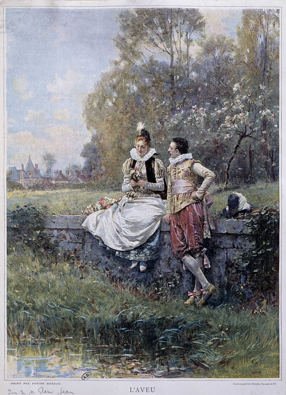 Das Geständnis - von A. Moreau, Anfang des 20. Jahrhunderts von Adrien Moreau