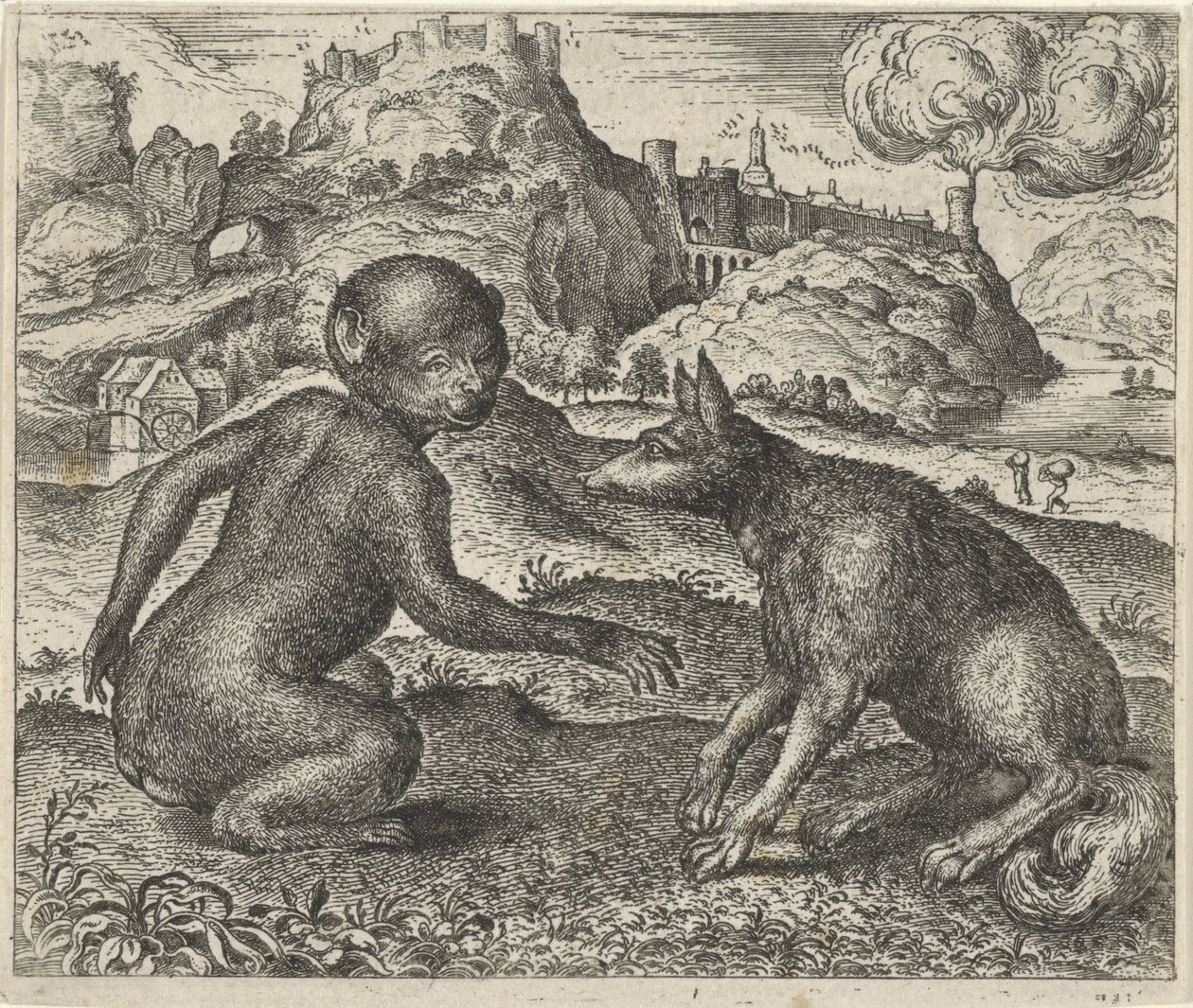 Fabel vom Affen und dem Fuchs von Egidius  Sadeler (II)