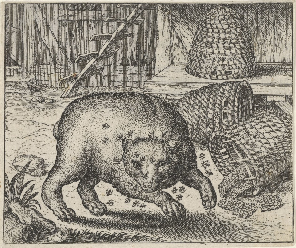 Fabel vom Bären und den Bienen von Egidius  Sadeler (II)