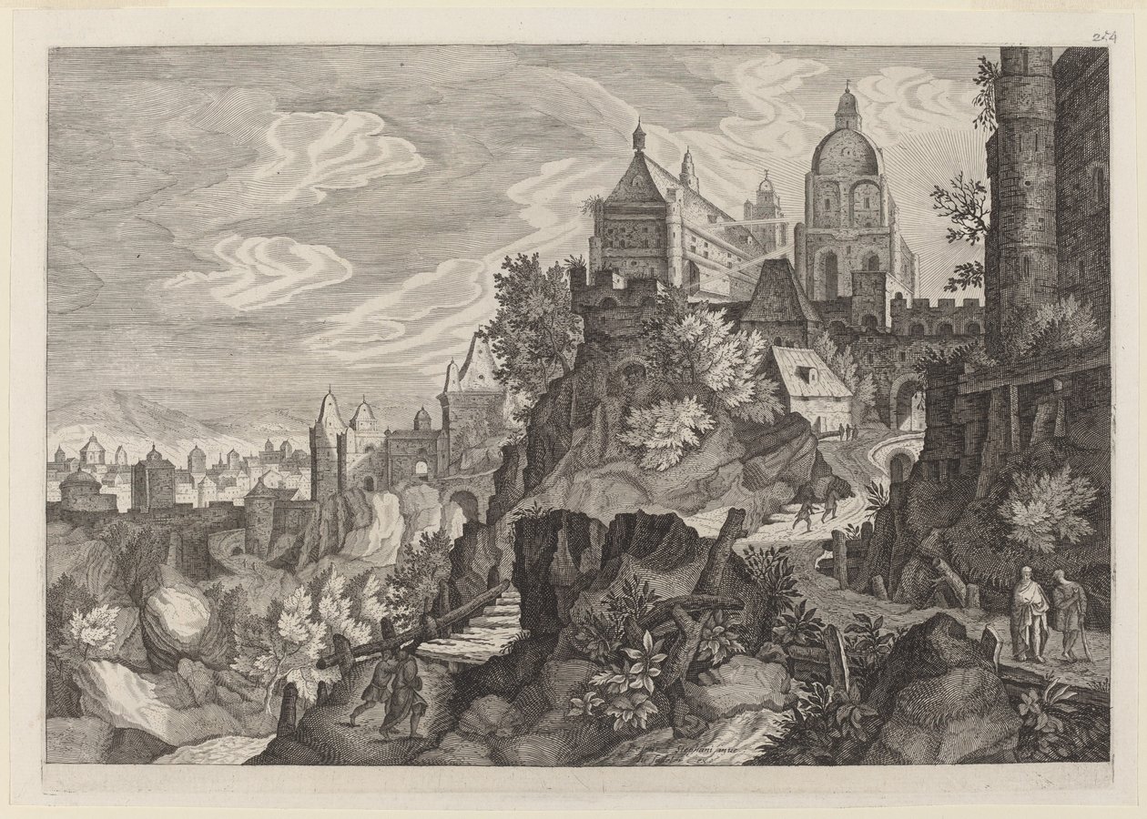 Felsige Landschaft in Böhmen von Aegidius Sadeler II after Pieter Stevens