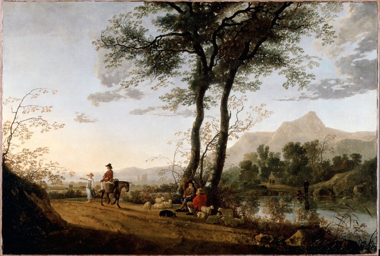 Eine Straße in der Nähe eines Flusses von Aelbert Cuyp