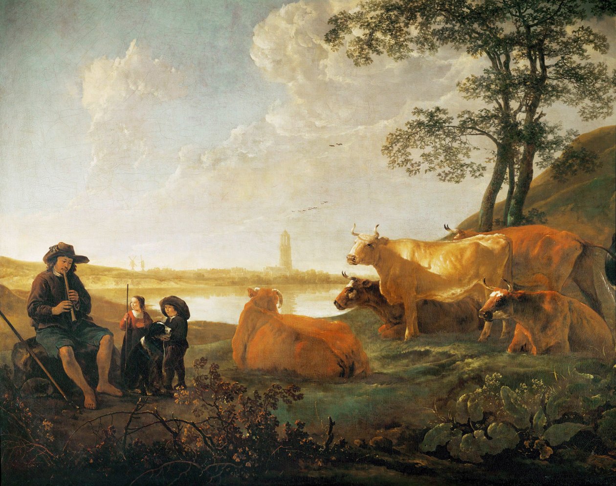 Landschaft mit Hirten und Herde, nahe Rhenen, Niederlande von Aelbert Cuyp