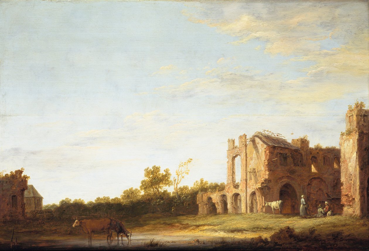 Landschaft mit den Ruinen der Abtei Rijnsburg, nahe Leiden von Aelbert Cuyp