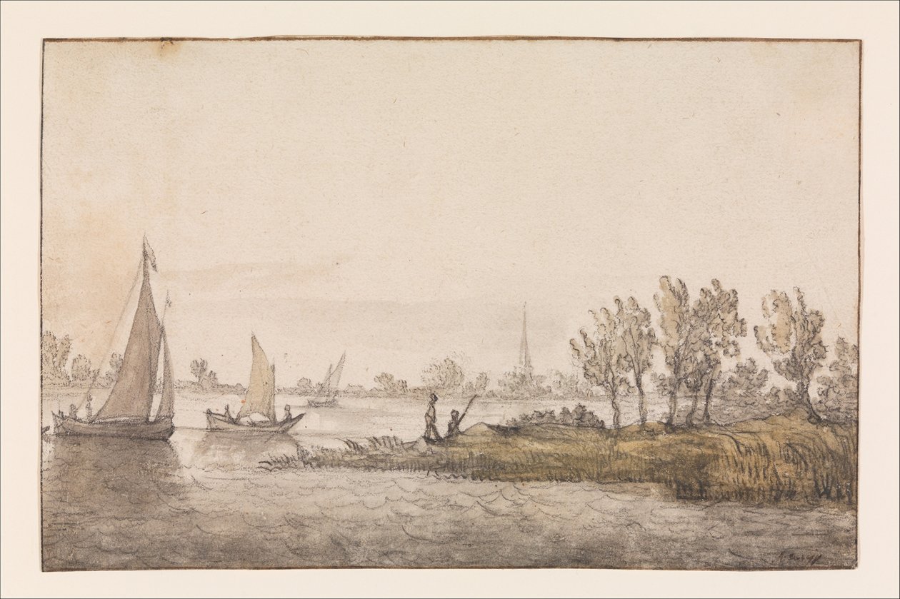 Flusslandschaft mit Segelbooten von Aelbert Cuyp