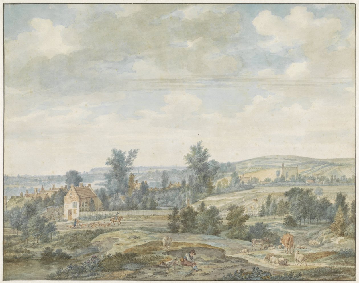 Ansicht von Middachten und Dieren. Landschaft von Aert Schouman