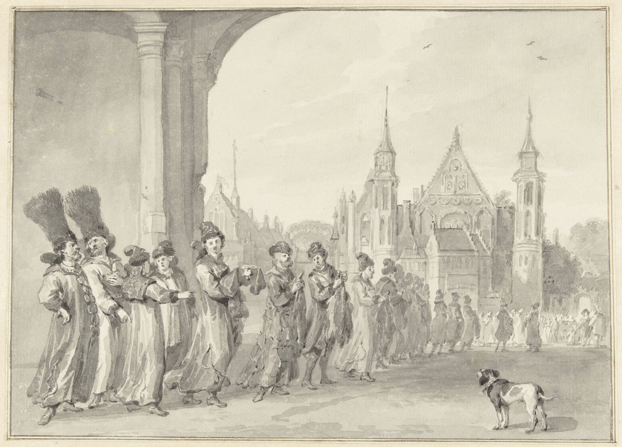 Die Gesandtschaft des Zaren von Moskau auf dem Weg zur Staatenversammlung in Den Haag, 4. November 1631 von Aert Schouman