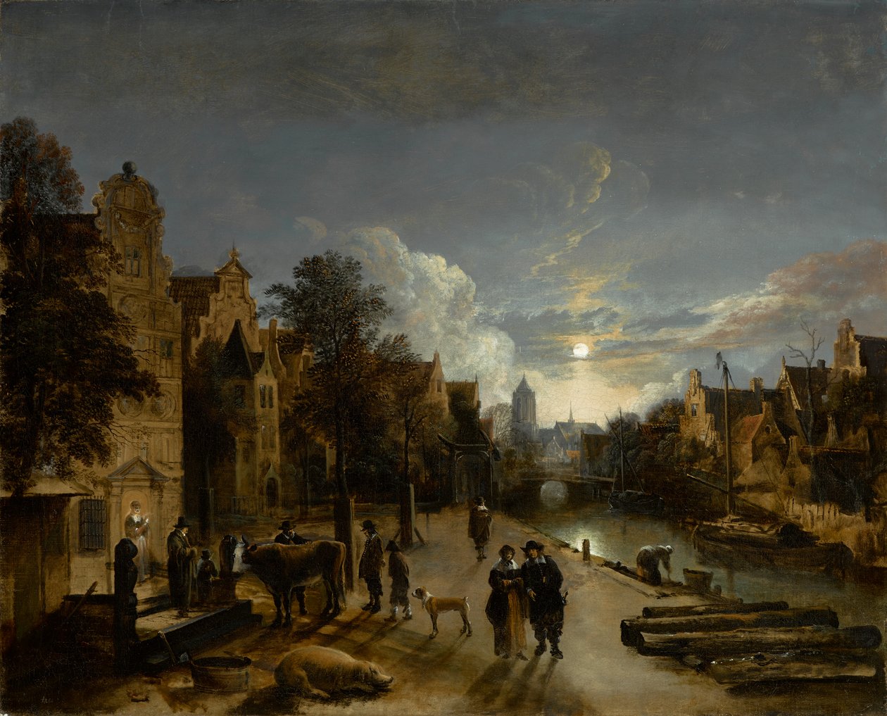 Kanalszene im Mondlicht von Aert van der Neer