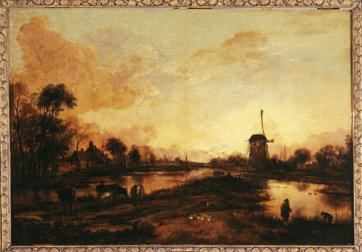 Sonnenuntergang am Yssel, ca. 1645 von Aert van der Neer
