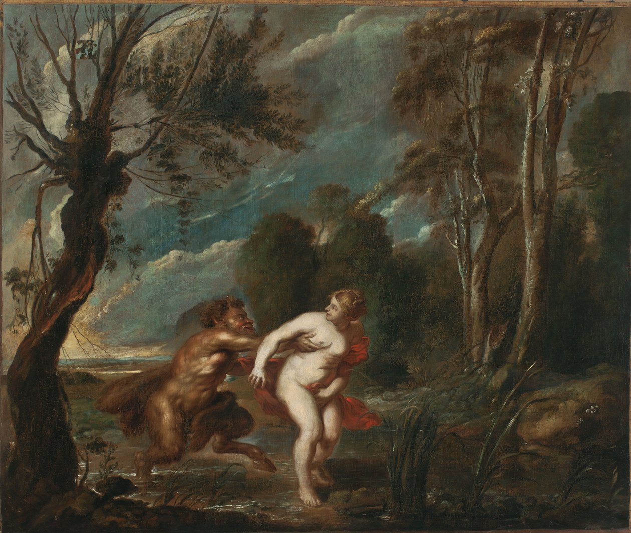 Landschaft mit einer Nymphe und einem Satyr von after Peter Paul Rubens
