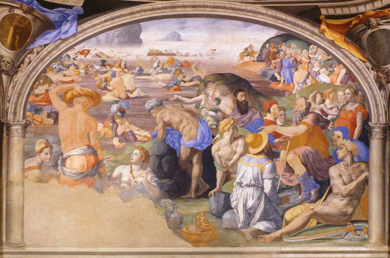 Die Israeliten überqueren das Rote Meer von Agnolo Bronzino