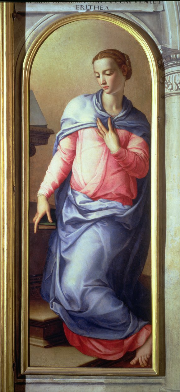 Die Jungfrau, rechte Tafel einer Verkündigung, 1555 von Agnolo Bronzino