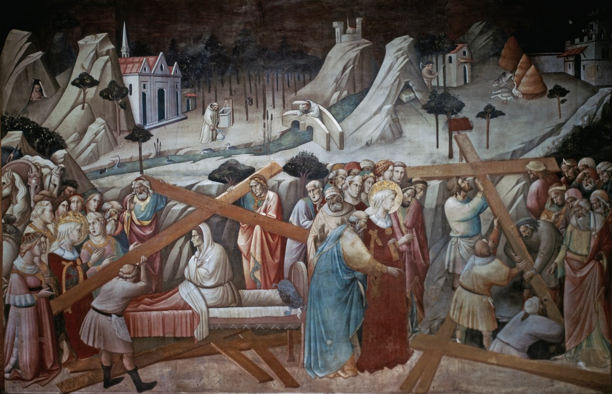 St. Helena gräbt, um das Wahre Kreuz zu finden, aus der Legende des Wahren Kreuzes Zyklus von Agnolo Gaddi, Kapelle der Basilika Santa Croce, Florenz, ca. 1380 von Agnolo Gaddi