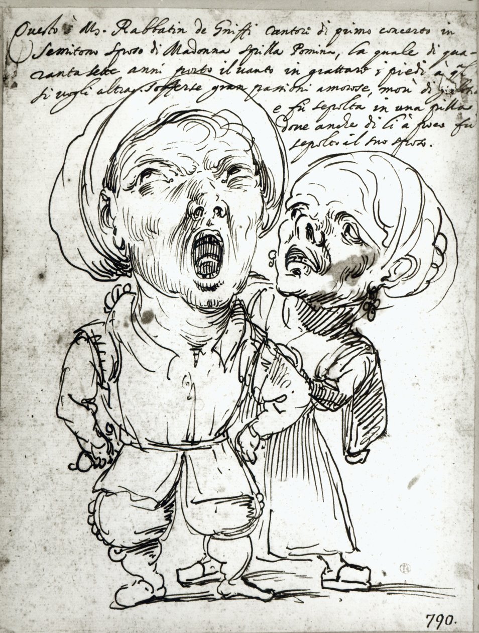 Karikatur von Rabbatin de Griffi und seiner Frau Spilla Pomina von Agostino Carracci