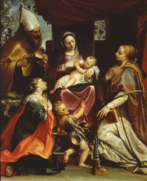 Madonna mit Kind und Heiligen von Agostino Carracci