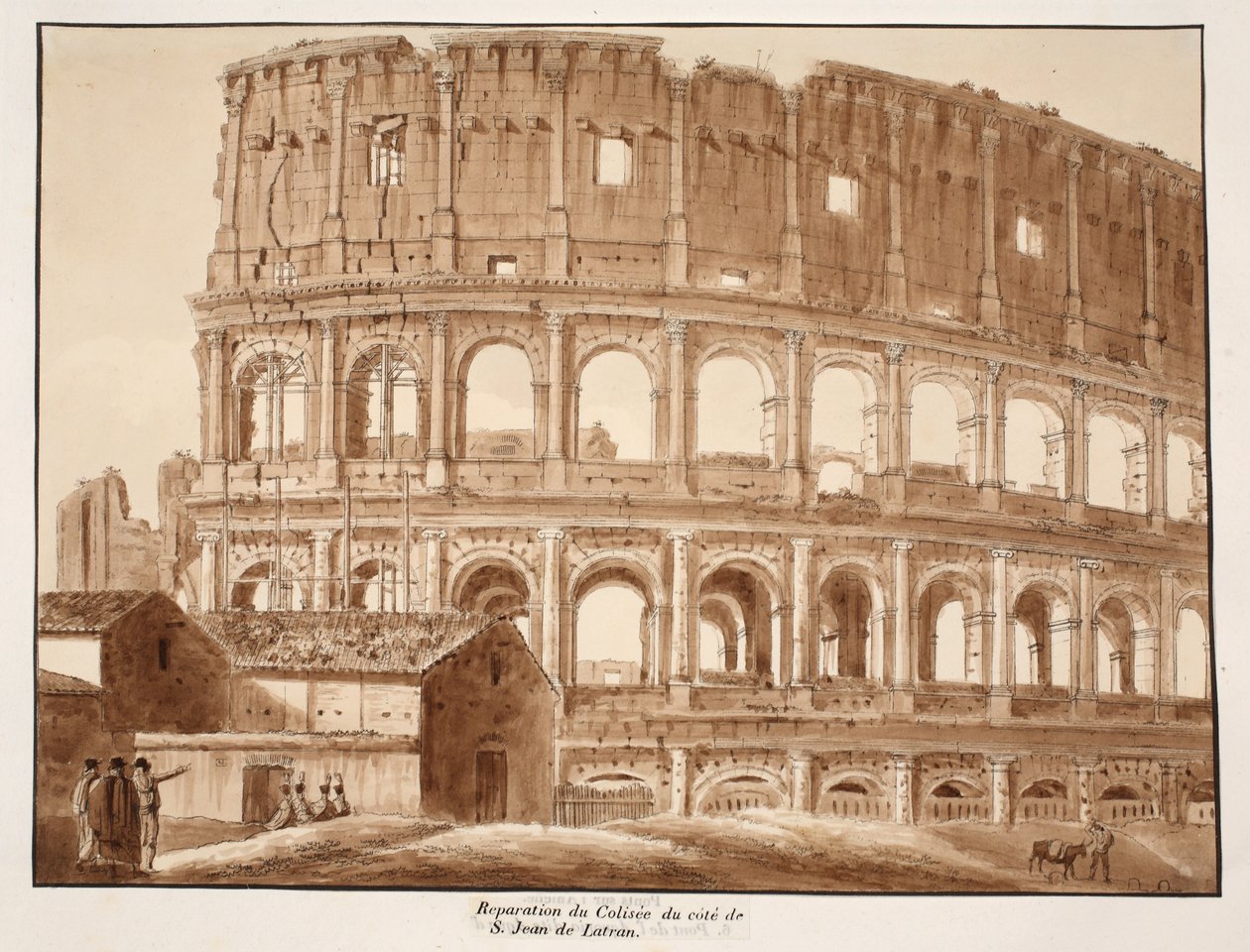 Restaurierung des Kolosseums von der Seite von St. Johannes im Lateran, 1833 von Agostino Tofanelli
