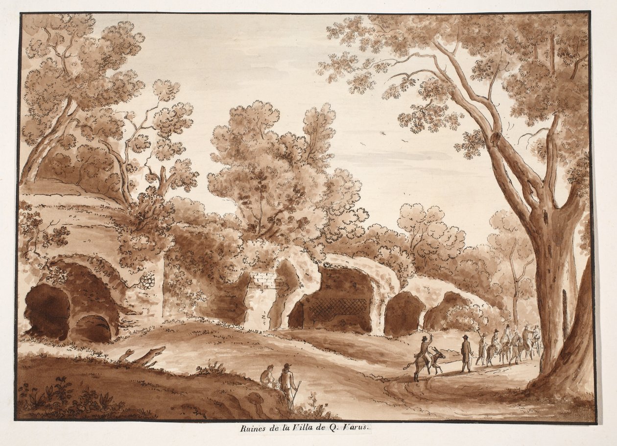 Ruinen der Villa von Quintilius Varus, 1833 (Radierung mit brauner Waschung) von Agostino Tofanelli
