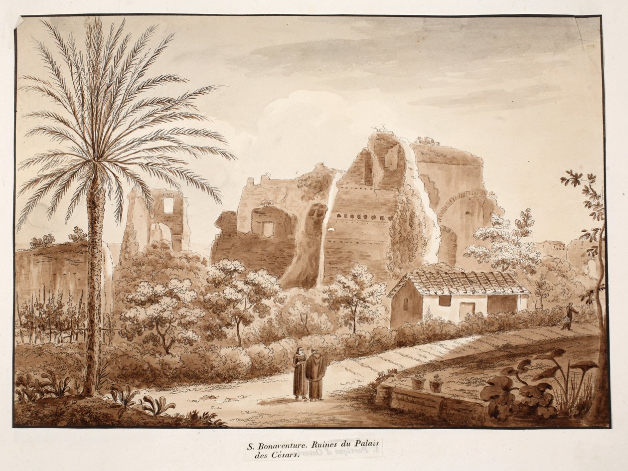 San Bonaventura und die Ruinen des Palastes der Cäsaren, 1833 von Agostino Tofanelli