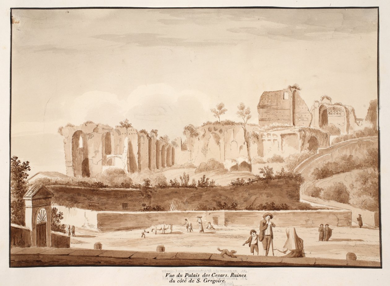 Ansicht des Palastes der Cäsaren von der Via di San Gregorio aus, 1833 von Agostino Tofanelli