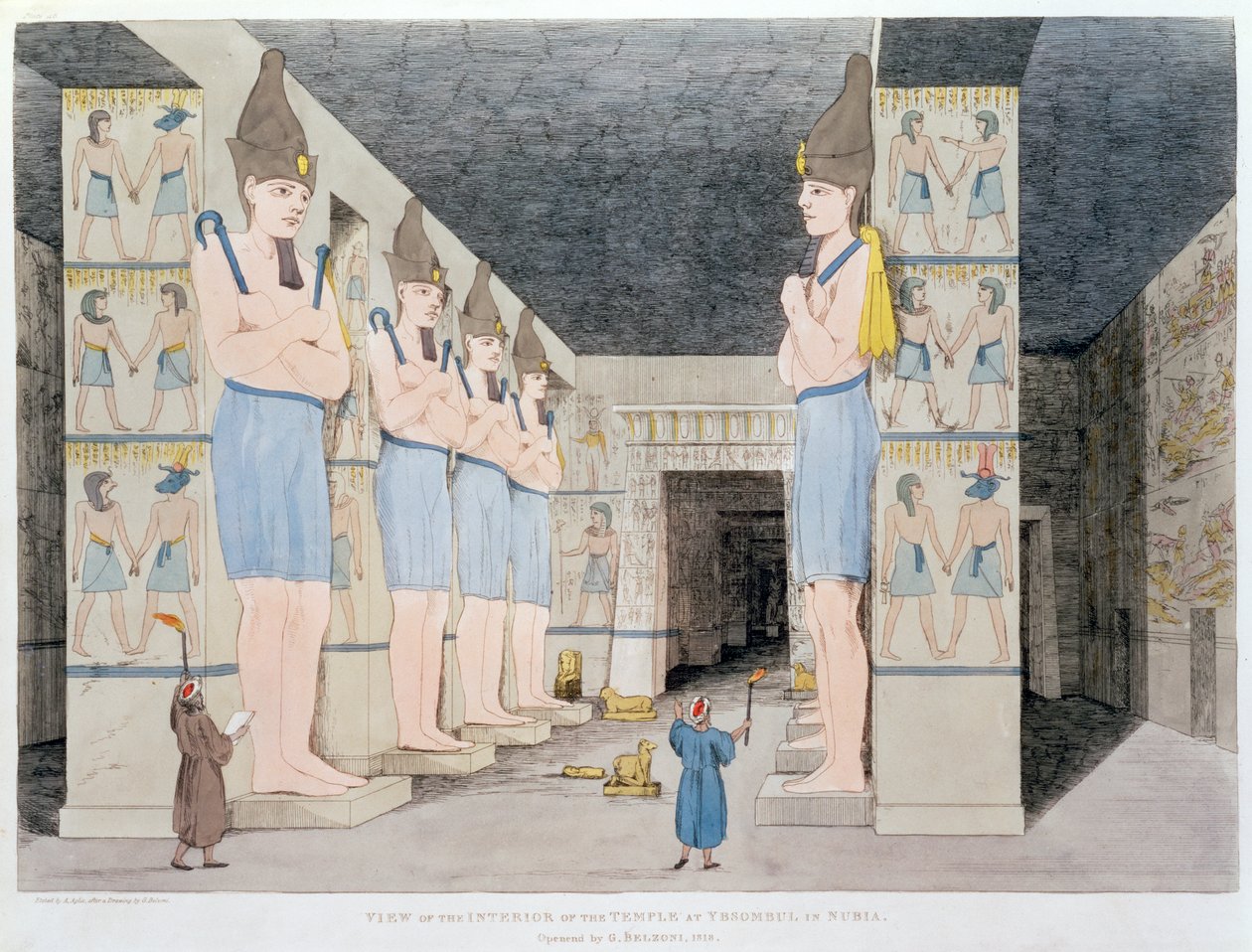 Das Innere des Tempels von Ybsombul in Nubien von Agostino Aglio