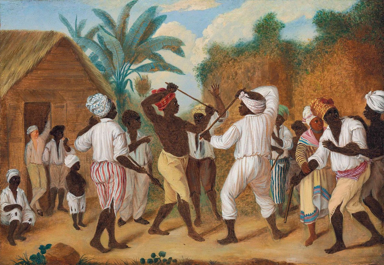 Ein Prügelkampf zwischen englischen und französischen Negern auf der Insel Dominica von Agostino Brunias