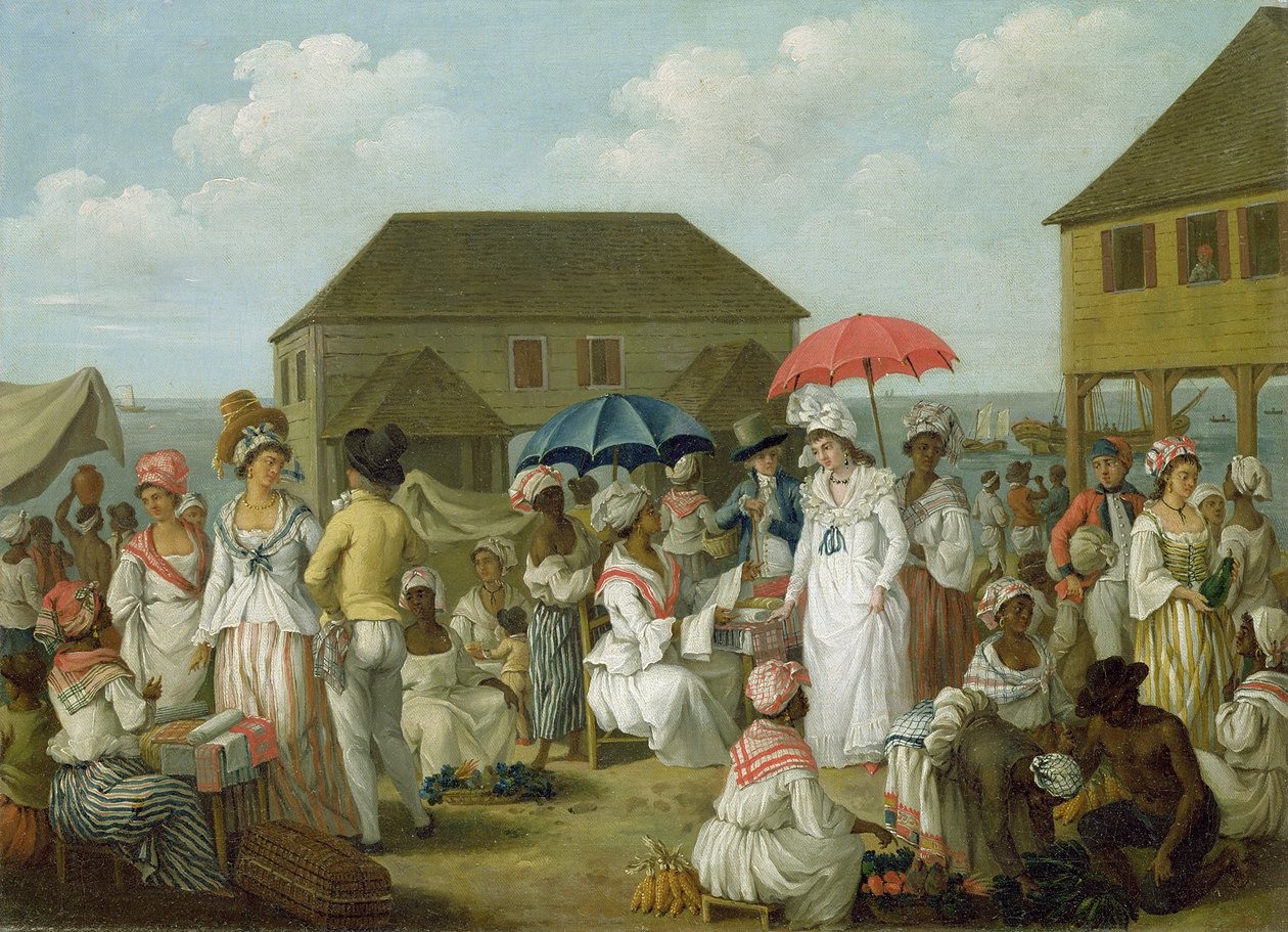 Leinenmarkt, Dominica, ca. 1780 von Agostino Brunias
