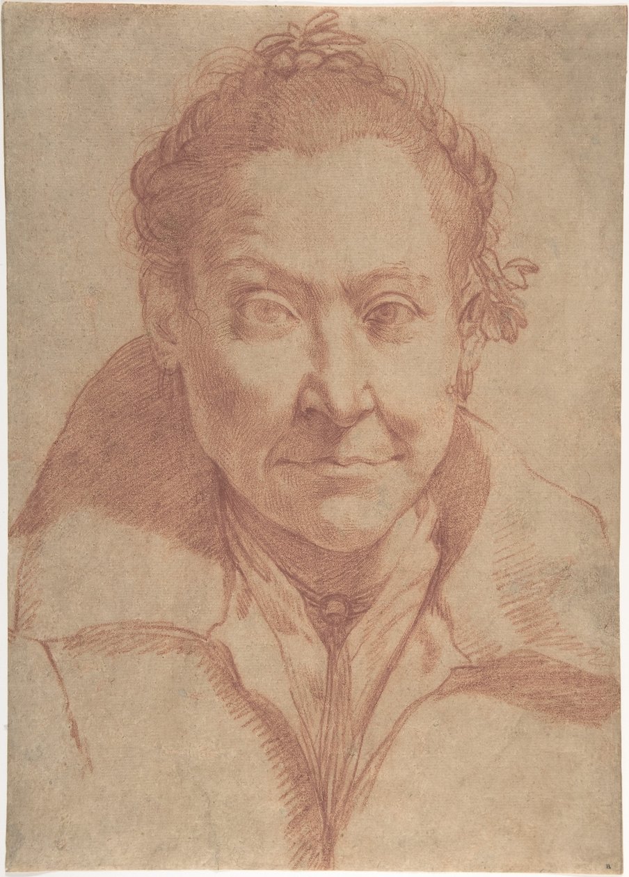 Brustbild einer Frau (Vorderseite); Brustbildstudie eines Mädchens (Rückseite) von Agostino Carracci