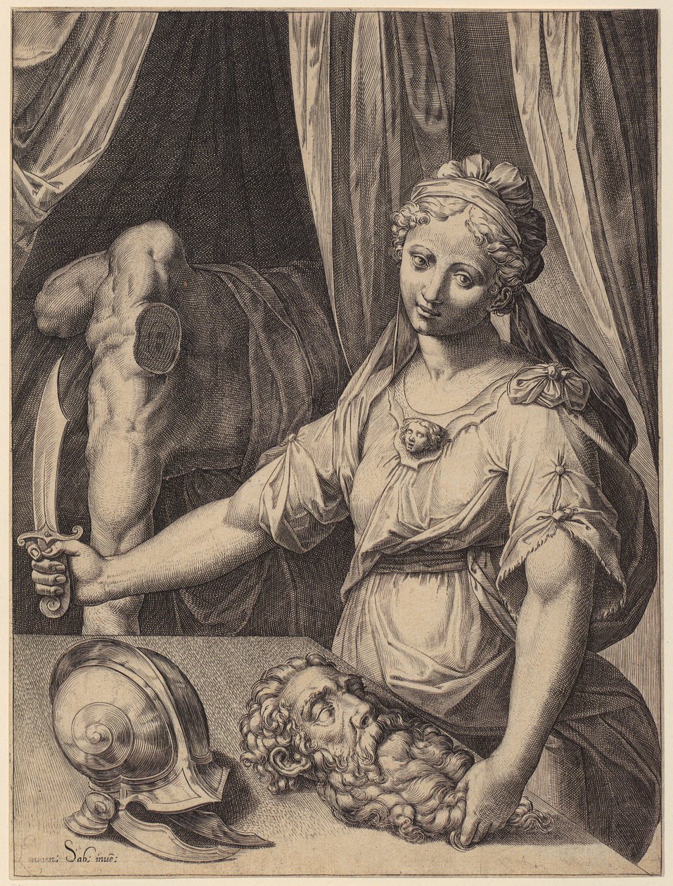 Judith mit dem Haupt des Holofernes von Agostino Carracci