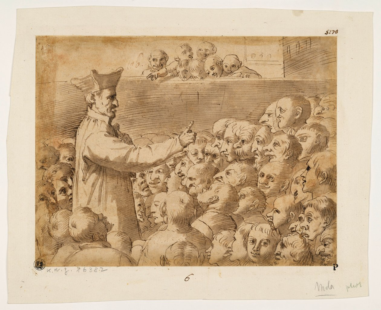 Karikatur einer Predigt von Agostino Carracci