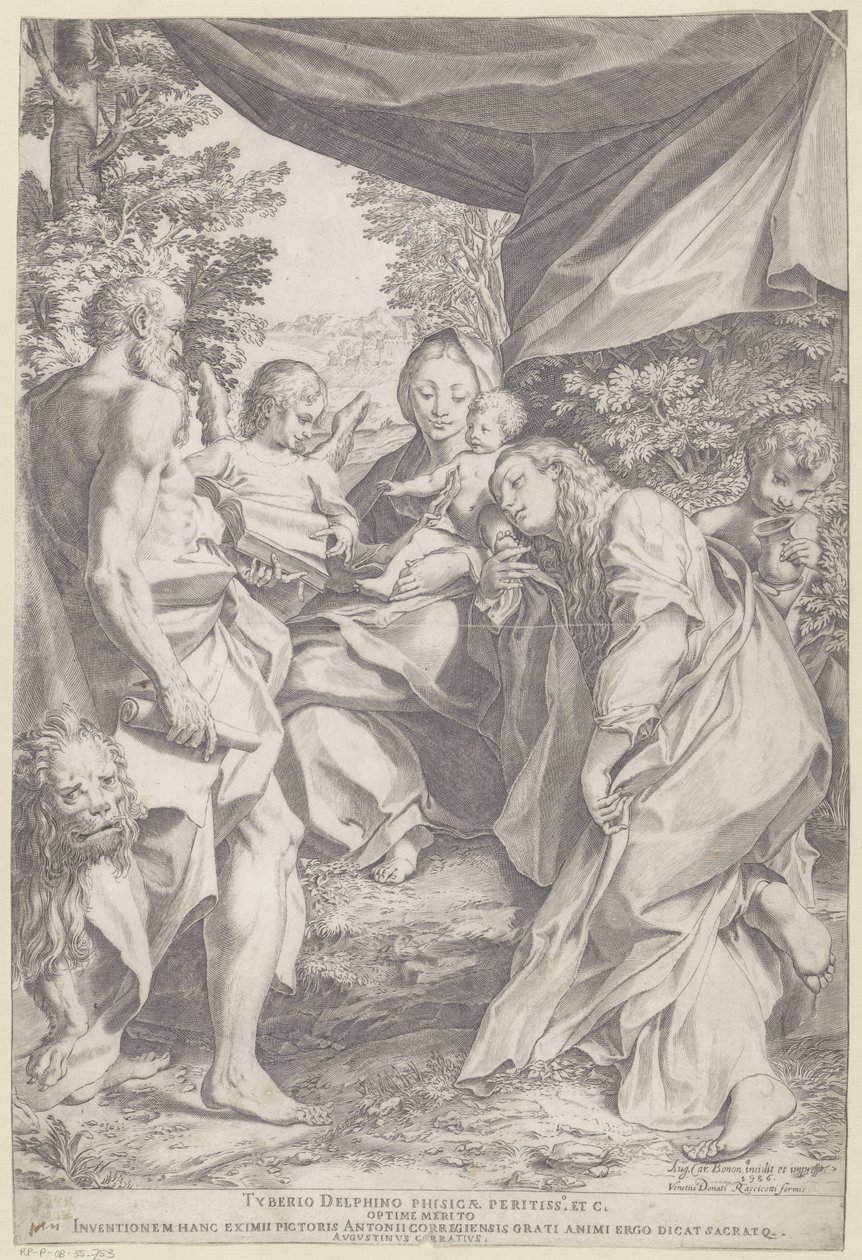 Maria mit Kind und der heilige Hieronymus und Maria Magdalena von Agostino Carracci
