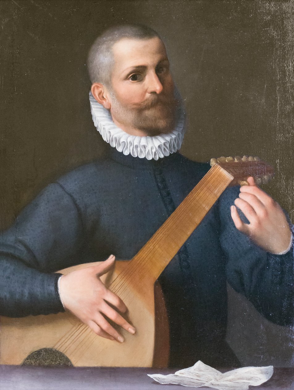 Porträt eines Lautenspielers, möglicherweise Orazio Bassani von Agostino Carracci