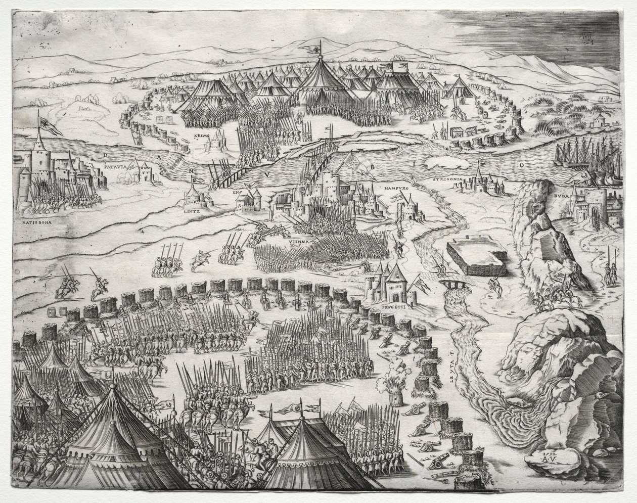 Die Position und das Lager der Armeen von Karl V. und Soliman II., 1532 von Agostino Musi