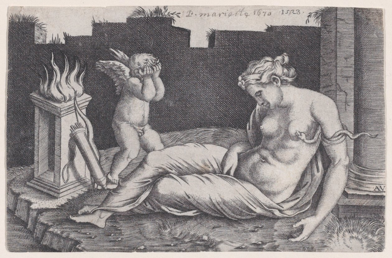 Kleopatra, datiert 1528 von Agostino Veneziano